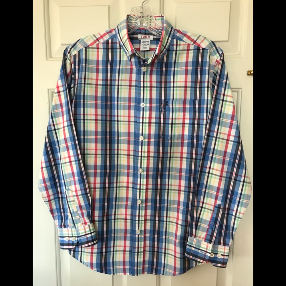 IZOD Boys plaid dress shirt Size 14